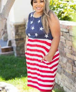 Boutique Simplified Apparel Stars & Stripes - Dress 11 Boutique Simplified Apparel Stars & Stripes - Dress