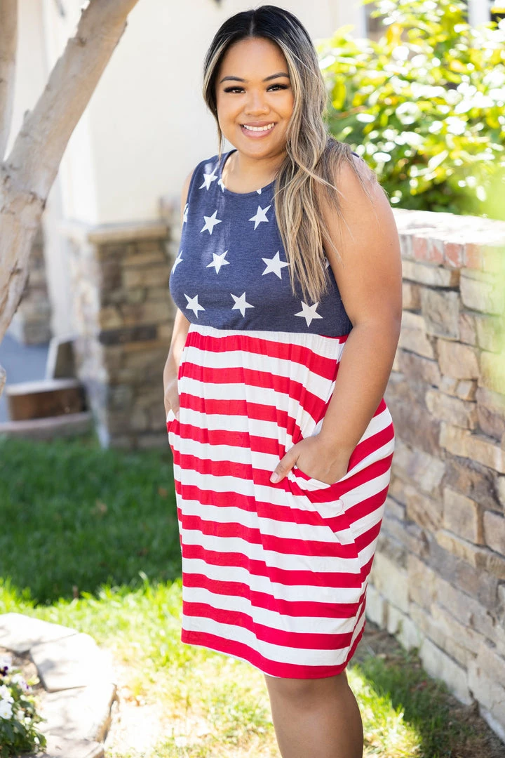 Boutique Simplified Apparel Stars & Stripes - Dress 6 Boutique Simplified Apparel Stars & Stripes - Dress
