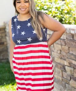 Boutique Simplified Apparel Stars & Stripes - Dress 10 Boutique Simplified Apparel Stars & Stripes - Dress