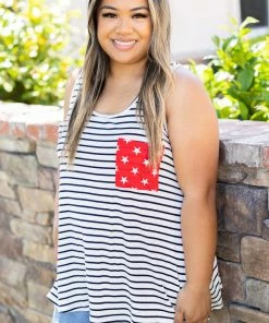 Boutique Simplified Patriotic Bows Tank Apparel