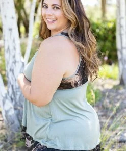 Boutique Simplified Marbled Sage Tank Tunic