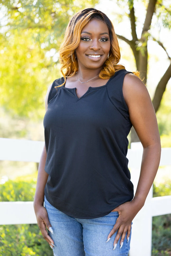 Boutique Simplified Apparel Glam Doll Tank In Black 1 Boutique Simplified Apparel Glam Doll Tank In Black