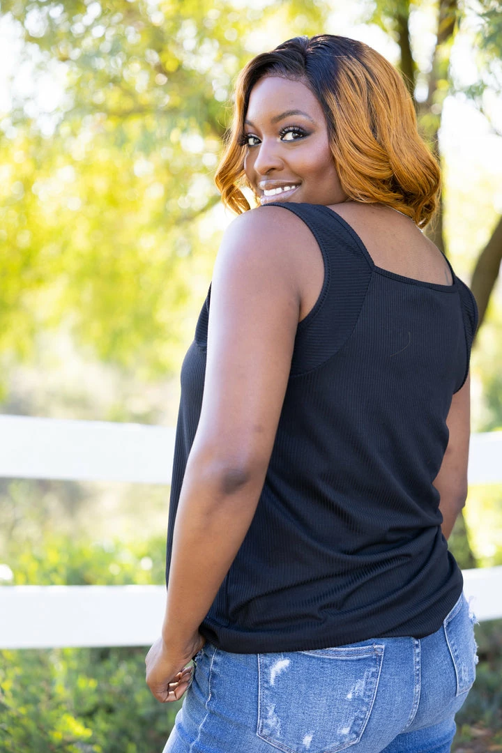 Boutique Simplified Apparel Glam Doll Tank In Black 2 Boutique Simplified Apparel Glam Doll Tank In Black