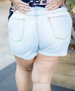 Boutique Simplified Apparel Rainbow Stitched Judy Blue Shorts