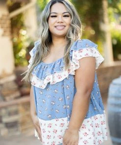 Grey House Goods Sales Shop 22 Boutique Simplified Live Life Ruffled Woven Blouse Apparel