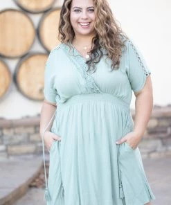 Boutique Simplified Rhythm & Sage Dress