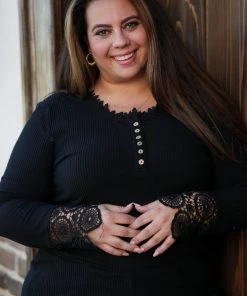 Boutique Simplified Cuffed With Love Black Henley 7 Boutique Simplified Cuffed With Love Black Henley