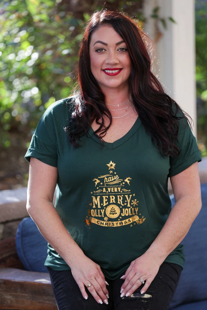 Boutique Simplified Holly Jolly Short Sleeve Tee 1 Boutique Simplified Holly Jolly Short Sleeve Tee