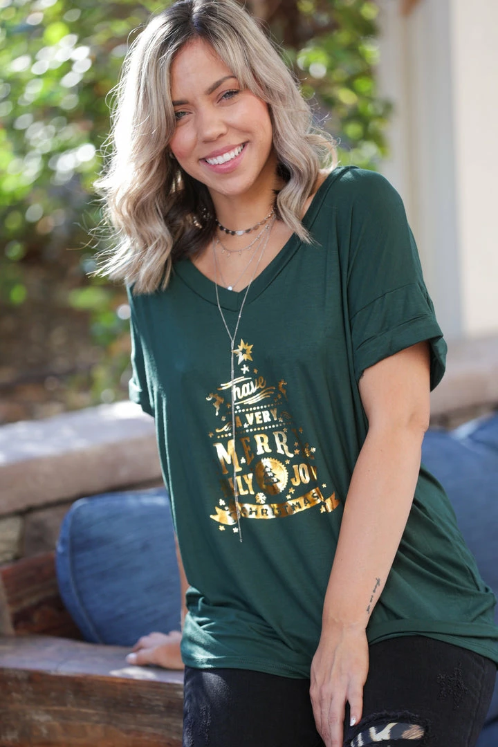 Boutique Simplified Holly Jolly Short Sleeve Tee 4 Boutique Simplified Holly Jolly Short Sleeve Tee