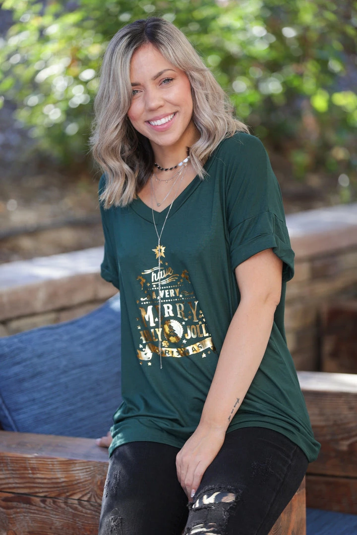 Boutique Simplified Holly Jolly Short Sleeve Tee 5 Boutique Simplified Holly Jolly Short Sleeve Tee