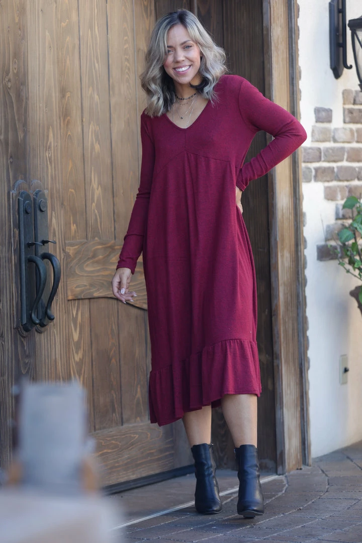 Boutique Simplified Wine & Dine Sweater Midi Dress 6 Boutique Simplified Wine & Dine Sweater Midi Dress