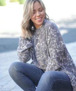 Boutique Simplified Winter Vines Mock Neck Sweater