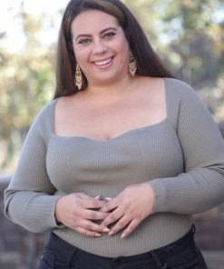 Boutique Simplified Total Doll Sweater Bodysuit - Olive