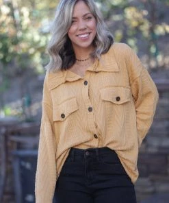 Boutique Simplified Golden Memories Knit Shacket