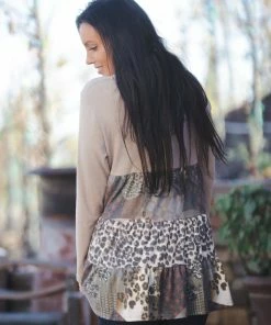 Boutique Simplified Wild About Patches Ruffle Tunic