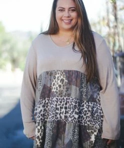 Boutique Simplified Wild About Patches Ruffle Tunic