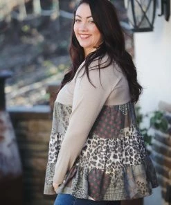 Boutique Simplified Wild About Patches Ruffle Tunic