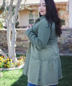 Boutique Simplified Confidence In Denim Tiered Jacket