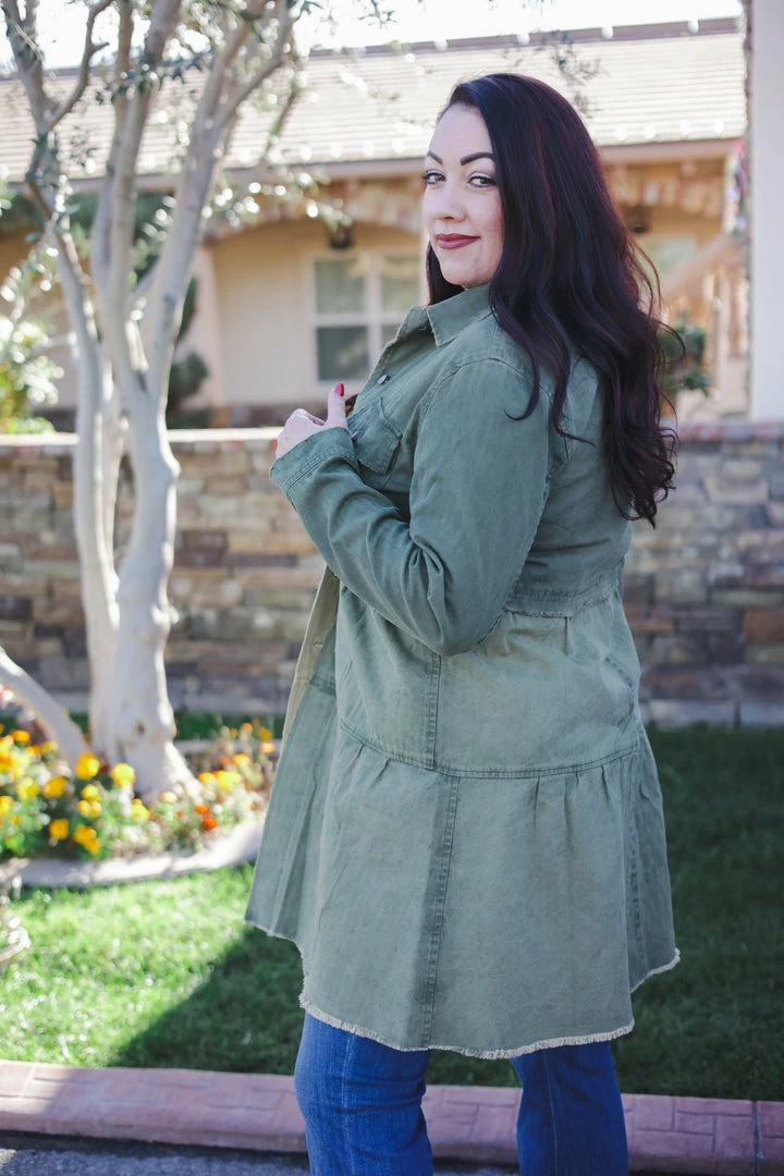 Boutique Simplified Confidence In Denim Tiered Jacket 2 Boutique Simplified Confidence In Denim Tiered Jacket