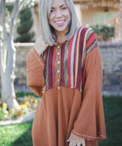 Boutique Simplified Orange Blossoming Bell Sleeve
