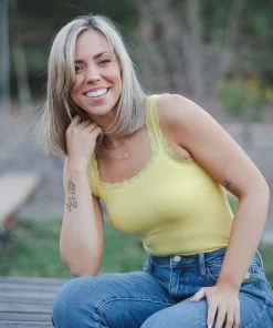 Boutique Simplified Sunshine Lace Tank Bodysuit 1X