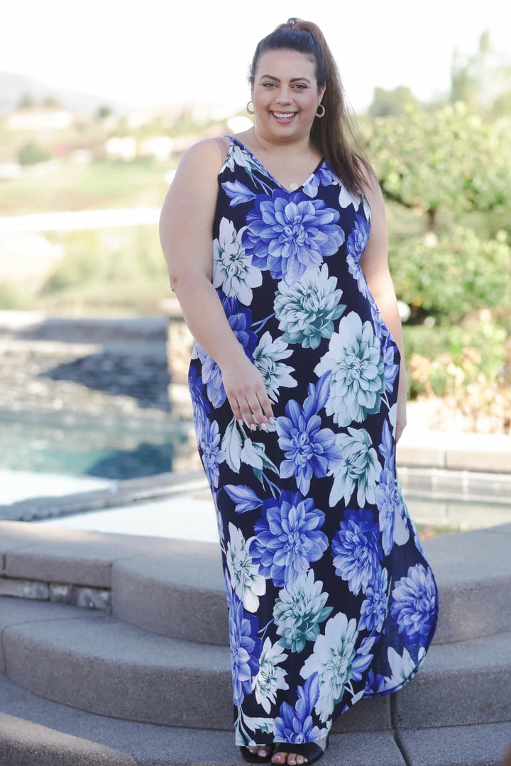 Boutique Simplified Navy Floral Maxi Dress 1 Boutique Simplified Navy Floral Maxi Dress