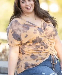 Boutique Simplified Chocolate Chip Joy Ruched Back Dolman