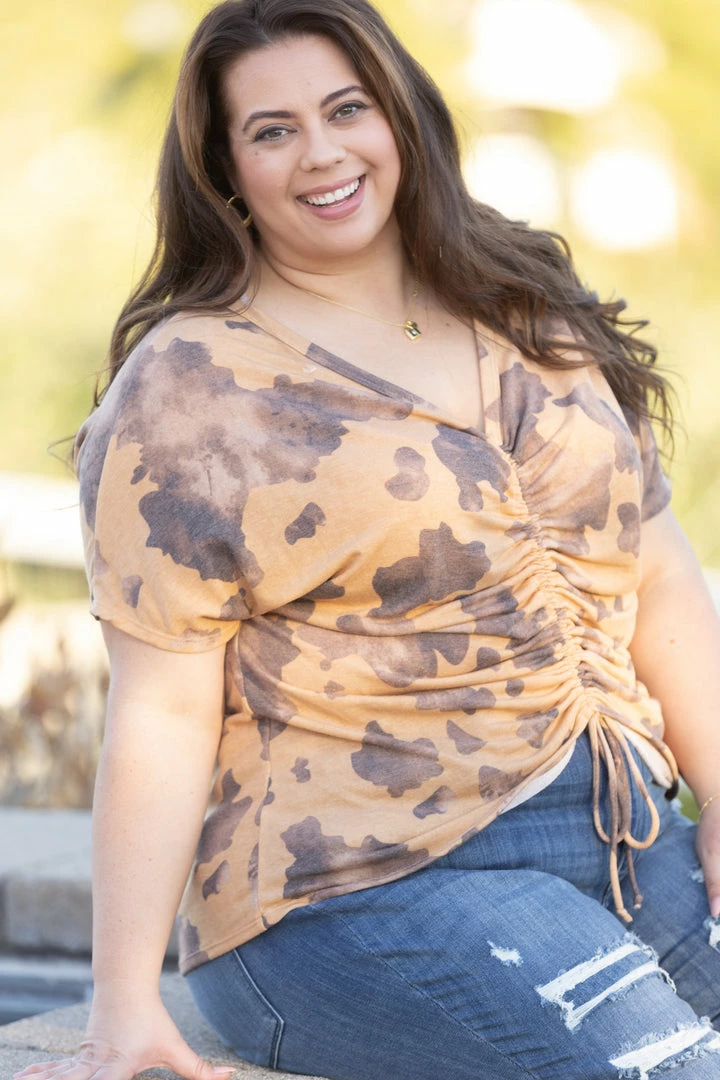 Boutique Simplified Chocolate Chip Joy Ruched Back Dolman 2 Boutique Simplified Chocolate Chip Joy Ruched Back Dolman