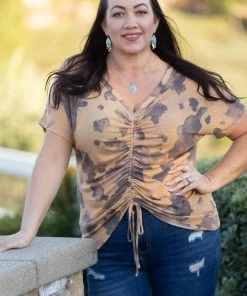 Boutique Simplified Chocolate Chip Joy Ruched Back Dolman