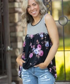 Boutique Simplified Empowering Floral Sleeveless Babydoll