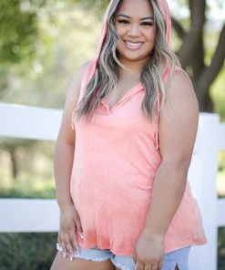 Boutique Simplified Captivating Coral Sleeveless Hoodie