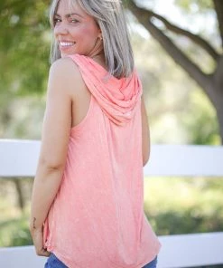Boutique Simplified Captivating Coral Sleeveless Hoodie