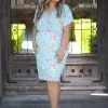 Boutique Simplified 3X Aqua Beauty Surplice Dress