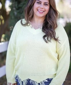 Boutique Simplified You Are My Sunshine Frayed Sweater