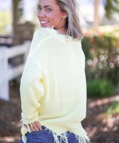Boutique Simplified You Are My Sunshine Frayed Sweater