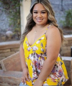 Boutique Simplified Baileys Babe Yellow Babydoll 1X