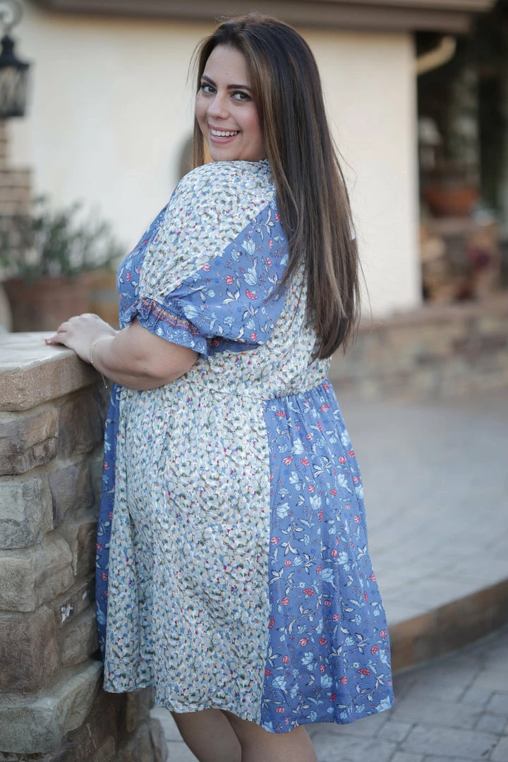 Boutique Simplified Blue Birds Fly - Dress 3 Boutique Simplified Blue Birds Fly - Dress