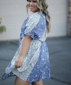 Boutique Simplified Blue Birds Fly - Dress