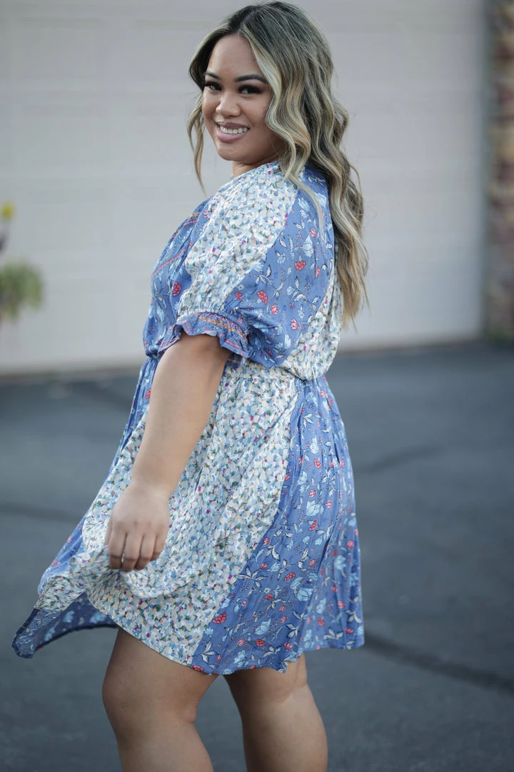 Boutique Simplified Blue Birds Fly - Dress 1 Boutique Simplified Blue Birds Fly - Dress