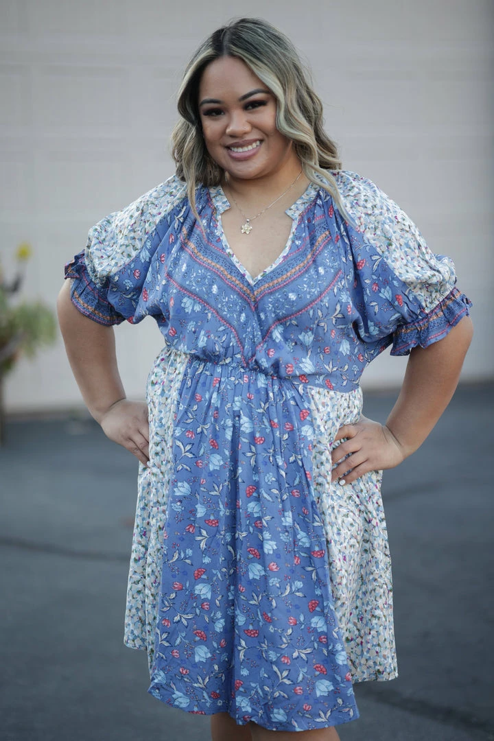 Boutique Simplified Blue Birds Fly - Dress 4 Boutique Simplified Blue Birds Fly - Dress