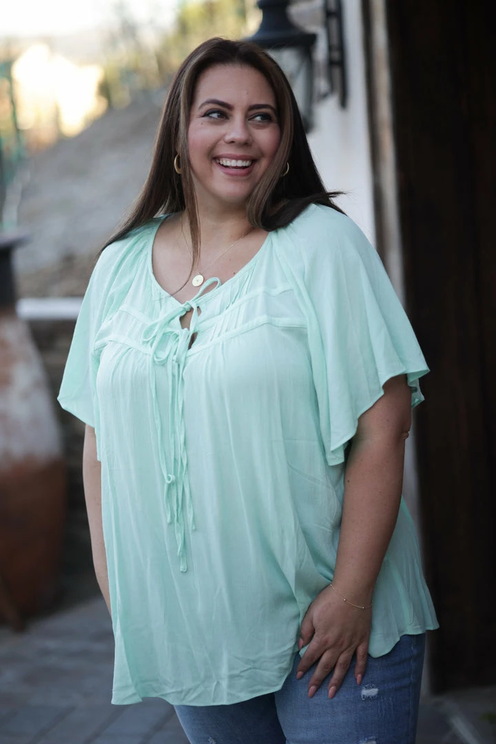 Boutique Simplified Peppermint Patti Peasant Top 2 Boutique Simplified Peppermint Patti Peasant Top