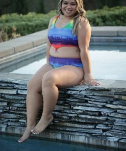 Boutique Simplified Over The Rainbow Swim Set Athletic + Leggings + Sets