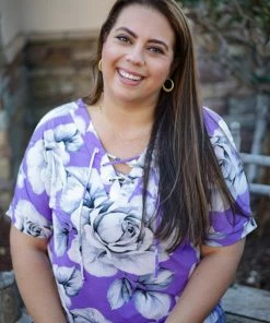 Boutique Simplified Purple Rose Short Sleeve