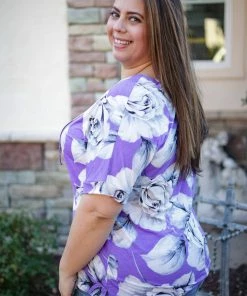 Boutique Simplified Purple Rose Short Sleeve