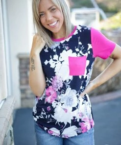 Boutique Simplified Pink Floral Short Sleeve 3X
