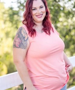 Boutique Simplified Apparel Everyday Coral Sleeveless Top