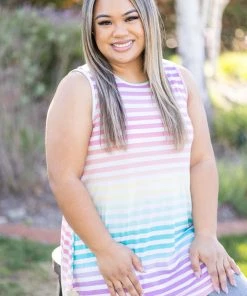 Boutique Simplified Twisty Pop Sleeveless Top (GHG-S)