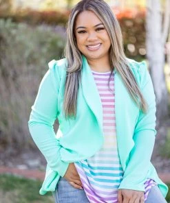 Boutique Simplified Blazer Of Glory - Mint