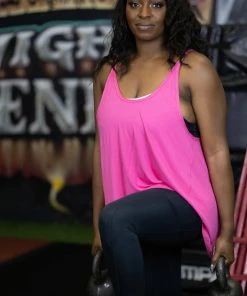 Boutique Simplified Just Breathe Open Back Tank - Hot Pink