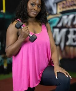 Boutique Simplified Just Breathe Open Back Tank - Hot Pink